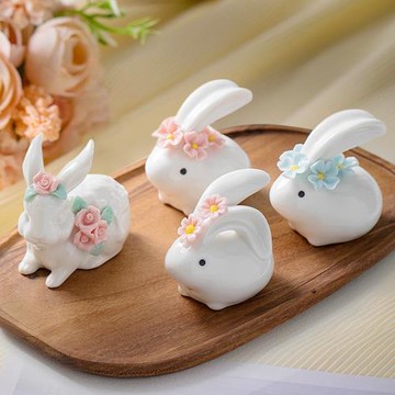陶瓷裝飾品小兔子擺件家居可愛萌創意客廳辦公桌面茶寵生肖工藝品