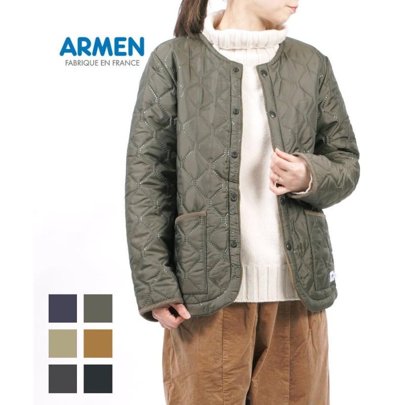 ARMEN アーメン ノーカラーキルティングコート 【35％OFF】 60.0%OFF