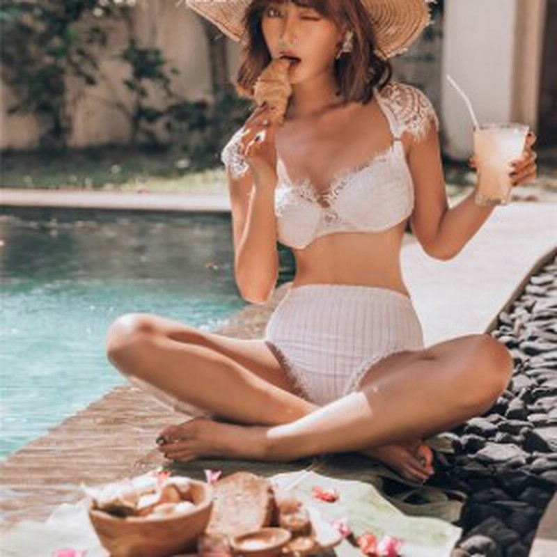 水着 レディース 編み上げ ギャザー ハイウエスト ビキニ 体型カバー 二の腕 水着 パッドあり ノンワイヤー 透かし編み 2カラー 2点セッ 通販 Lineポイント最大1 0 Get Lineショッピング