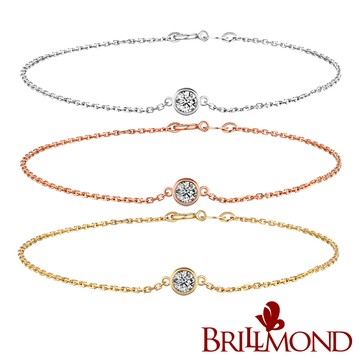 【BRILLMOND】天然鑽石手鍊 15分 18K金 歐式三色選