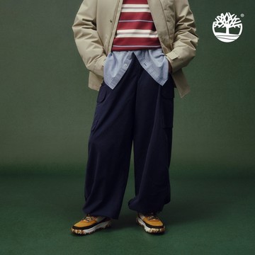 Timberland 女款藍色降落傘寬褲|A41FB451