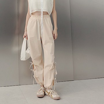 涼感．抗UV蝴蝶結綁帶冰河系防曬束口褲-OB嚴選