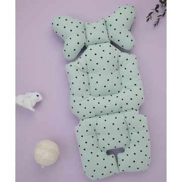 英國Nuida - 嬰兒推車軟墊-點點-薄荷綠