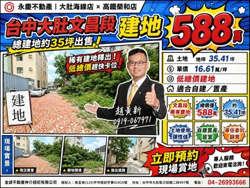 永慶黃新台中大肚文昌段總建地約35坪出售｜台中市大肚區文昌段