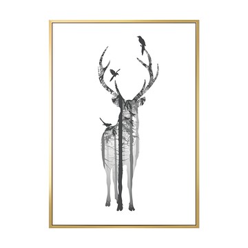 森林的麋鹿 畫  30 x 40cm  金色