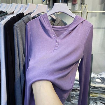 歐貨2025春裝新款連帽上衣薄款長袖帽衫打底衫洋氣春秋百搭衛衣女