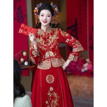 優選秀禾服新娘年新款結婚服中式婚紗夏季敬酒服龍鳳褂小個子秀禾