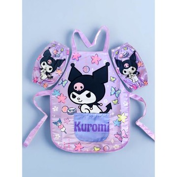 酷洛米兒童防水圍裙女孩畫畫衣小朋友吃飯圍兜防臟罩衣反穿衣春夏