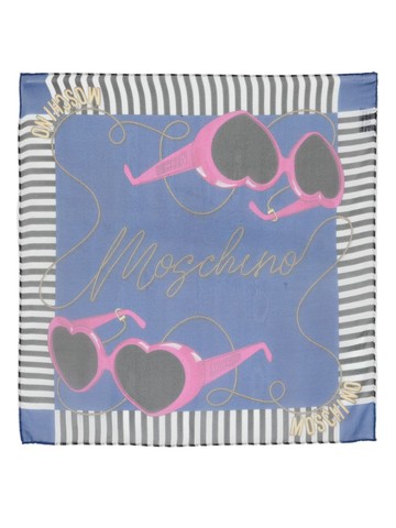 Moschino - stripe-trim silk scarf - men - Silk - One Size - Blue