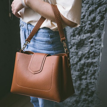 真皮兩用肩背包 1953 棕