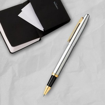 【SHEAFFER】VFM系列亮鉻金鋼珠筆+A6筆記本禮盒 免費刻字