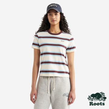 Roots 女裝- MYRLE STRIPED 短袖上衣-棕色