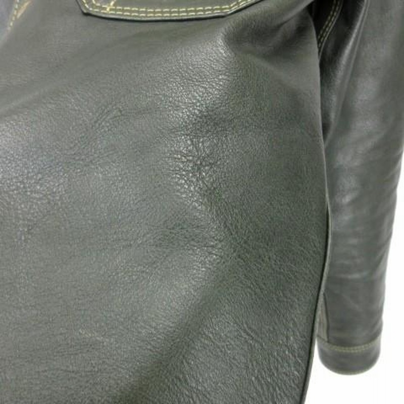美品 天神ワークス TENJIN WORKS レザー ワークシャツ WS02 廃盤