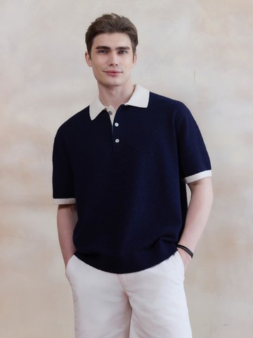 Textured Polo Knit Sweater