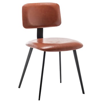 E-home Ian伊恩PU皮革金屬黑腳工業風休閒餐椅 舒適耐用  棕色  1個
