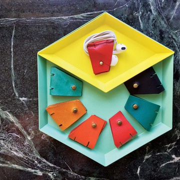 節日送禮 幾何皮革捲線器 電線收納 集線器 只剩黑色 單買