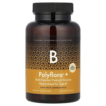 D'adamo, Polyflora® + B，多功能益生菌配方，120 粒素食膠囊