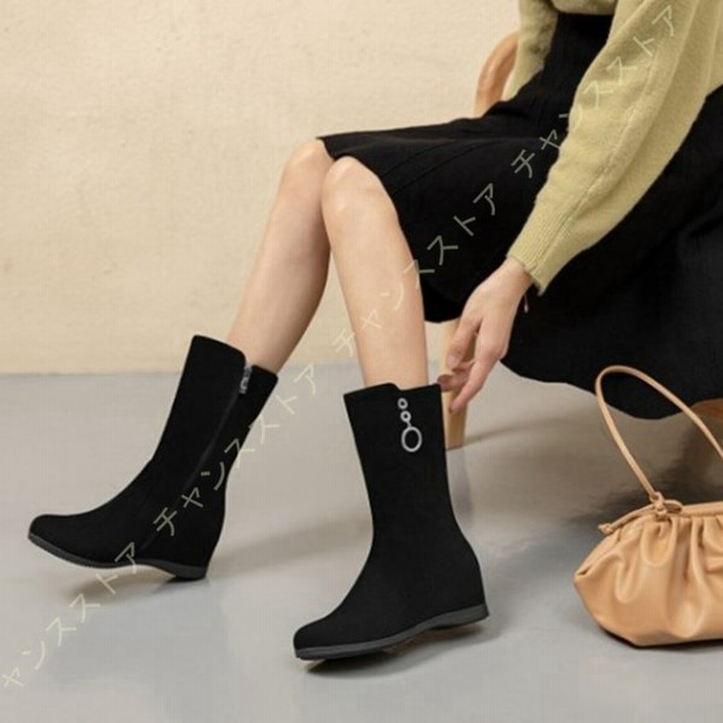 スエード ミドルブーツ ブーツ ショートブーツ ローヒール インヒール ブーツ レディース ミドル丈 5cm シークレットシューズ フラットソール ブーツ 通販 Lineポイント最大0 5 Get Lineショッピング