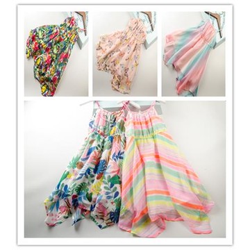 H家外貿歐美 女童夏款雪紡裙禮服裙子洋裝公主裙吊帶裙收腰連衣裙