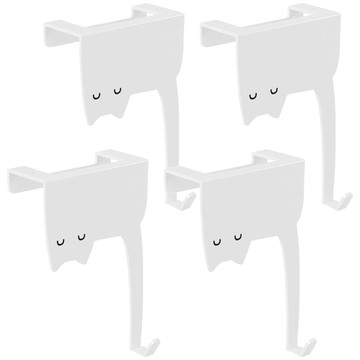 貓咪門後掛勾 免釘免黏  倒立貓D 白色  4個