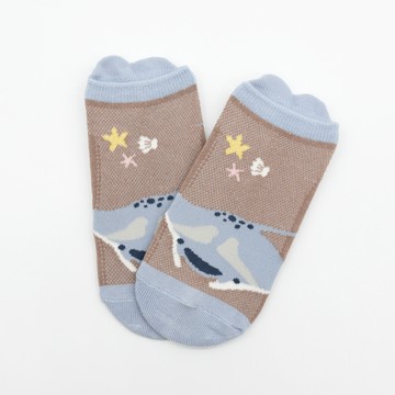 minihope美好的親子生活 - 抗菌除臭萊卡短襪-鬼蝠魟-沙棕