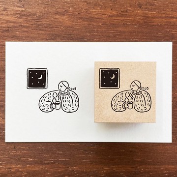 Maru醬 插畫印章 咖啡 橡皮章 女孩 日本製 a-092