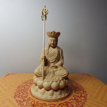 黃楊木精雕地藏菩薩(高10公分)
