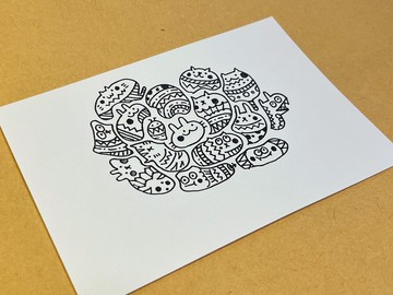 黑白Lechi品手繪賀卡