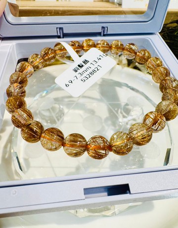 玻璃輕透料金閃閃銅髮6.9-7.3mm13.41g辟邪擋煞逢凶化吉化解濁氣