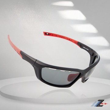 Z-POLS 黑紅頂級TR材質弧形設計輕量材質 抗紫外線UV400運動偏光太陽眼鏡(Polarized寶麗來偏光鏡)