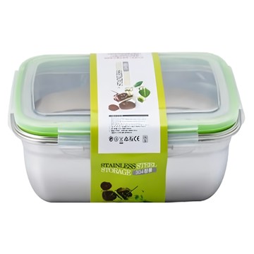 304不鏽鋼保鮮盒 長方型(22 x 17 x 11.5cm) 2.8L 食品收納盒 冰箱收納  1個