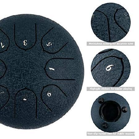 Steel Tongue Drum Notes inches Musical Tank Drum Percussion Instrument with Handpan Drum Mallets Carry Bag Gifts for Kids Adult Beginners (Black)