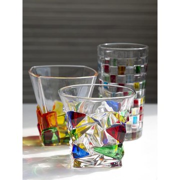 和風四季手繪中古玻璃杯威士忌酒杯復古杯子飲料果汁杯高顏值水杯