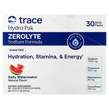 Trace, TM Sport，ZeroLyte，電解質混合飲品，鹹西瓜味，30 包，每包 0.27 盎司（7.3 克）