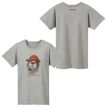 【【蘋果戶外】】mont-bell 2104532 HGY 灰【純棉Tee】【女款】PEAR SKIN COTTON TEE 帽熊 KUMA 短棉T 防曬 2104831