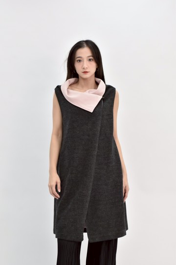 (S) 質感無袖灰色罩衫