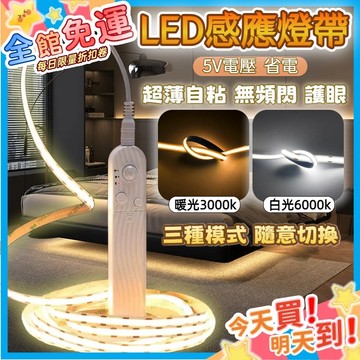 🚚隔日送達🔥人體感應燈 免佈線應燈帶 5V低壓COB燈帶 感應燈帶 充電感應燈 插電池燈 衣櫥鞋櫃燈 防水高亮綫性軟燈條