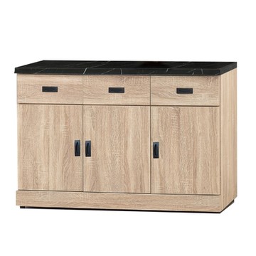 文創集 穆爾力 橡木紋4尺雲紋石面餐櫃-121x43x89.2cm免組