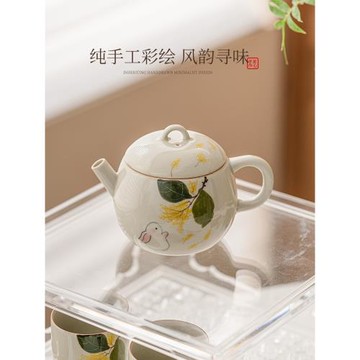 草木灰兔子陶瓷茶壺泡茶家用功夫茶具一人單壺中式簡約過濾沖茶器