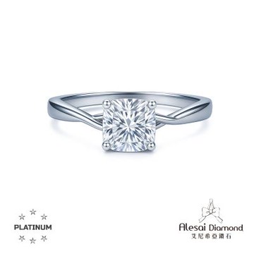 Alesai 艾尼希亞鑽石 1克拉 PT950 白金 DVVS1 枕型鑽石 鑽戒 培育鑽石 3EX 車工