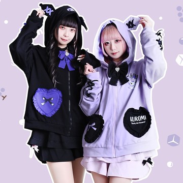 原創三麗鷗SANRIO授權酷洛米地雷系水鑽領結耳朵連帽外套【JJ5081