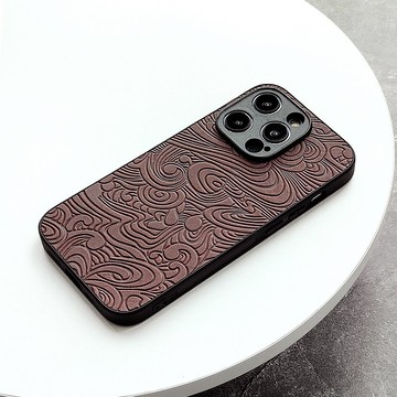 行雲流水| 深棕iphone15promax手機殼真皮14plus保護套13mini蘋果