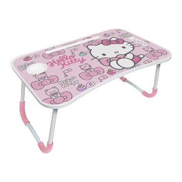 收納王妃 - 三麗鷗Sanrio【KT蝴蝶結】摺疊床上桌 懶人桌 小桌子 附杯架 摺疊桌