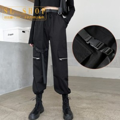 カーゴパンツ レディース テーパードパンツ 黒 衣装 9分丈 ウエストゴム ボトムス かっこいい カジュアル ズボン 通販 Lineポイント最大get Lineショッピング