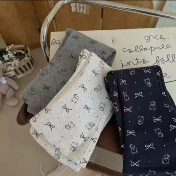 時尚可愛~全新可愛印花女孩夏季洋氣休閒褲寶寶時尚中小童長褲喇叭褲 中小童褲子 童褲 夏季薄款長褲 女童休閒褲