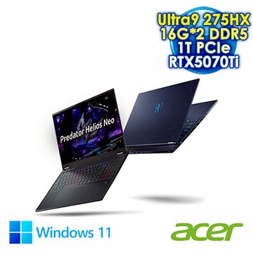 ACER Predator Helios Neo 16 PHN16S-71-90TD 黑 16吋AI電競筆電 (WQXGA OLED 240Hz/Intel Ultra9 27