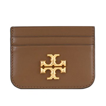 TORY BURCH 86346 大浮雕金屬LOGO隨身卡片夾.駝棕