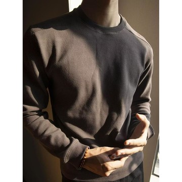 春秋季美式字母印花簡約圓領大學T男 潮牌休閒百搭高街上衣男