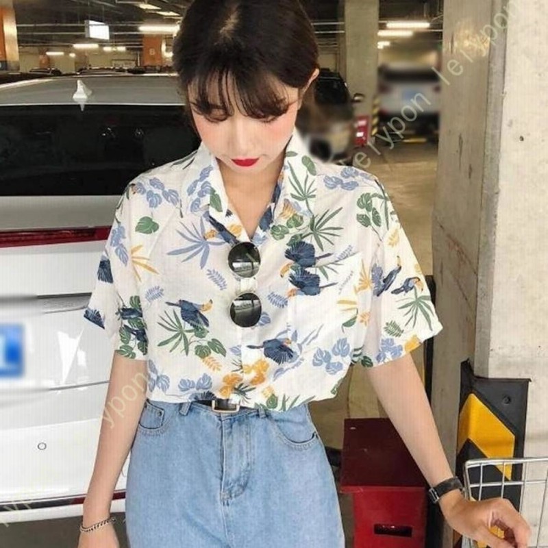 レディース アロハシャツ トップス 半袖 夏 シフォン 薄手