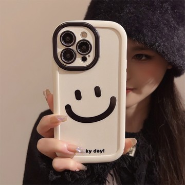 ✨（樂淘淘數碼）簡約塗鴉笑臉蘋果13手機殼iphone15矽膠11適用14promax全包12韓風7/8系列保護殼